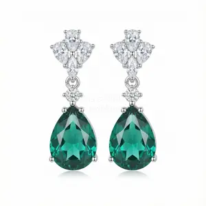 EWA09Z Anting-anting batu permata turmalin zamrud temperamen mode baru