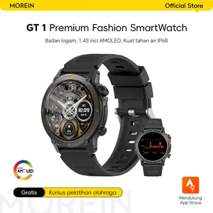 【Gaya Olahraga】Morein Jam Tangan Pintar AMOLED Baru GT1(Z136/ZW13) | IP68 Tahan Air | Layar Resolusi Tinggi 1.43 Inci | Jam Tangan Gaya Olahraga | 100+ Mode Olahraga | Pengingat Minum Air | Pemantauan Kesehatan | Jam Tangan Pria | Jam Tangan Wanita