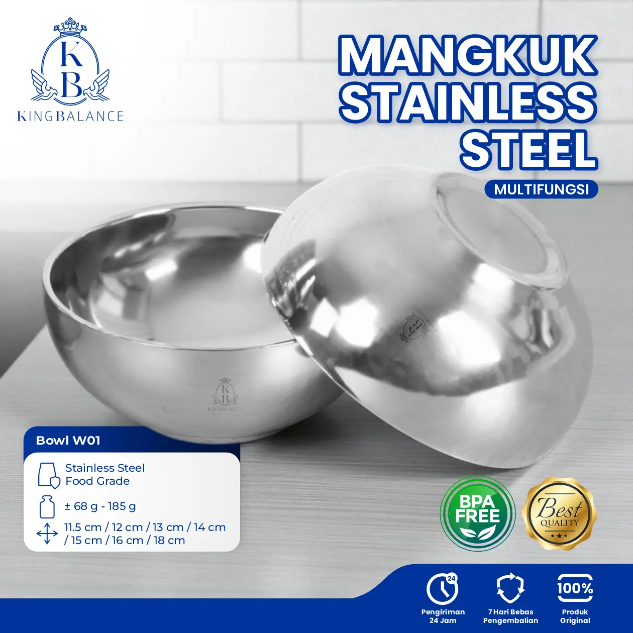 KING BALANCE Mangkuk Stainless Double Layer