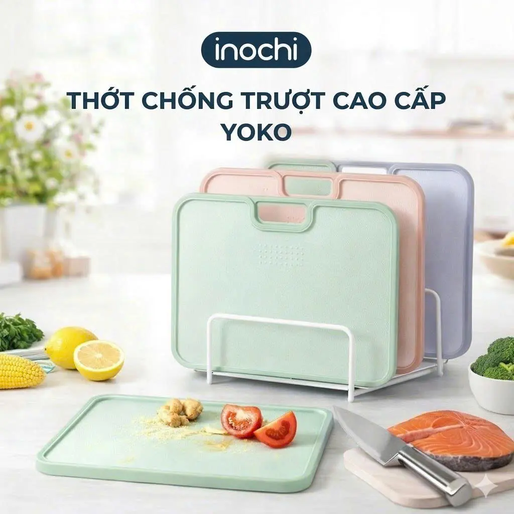 Thớt Nhựa Chống Trượt PP, Kháng Khuẩn, Chống Tràn Nước, Gia Dụng Nhà Bếp Thông Minh, Kích Thước Lớn, Dùng 2 mặt thớt inochi - 1