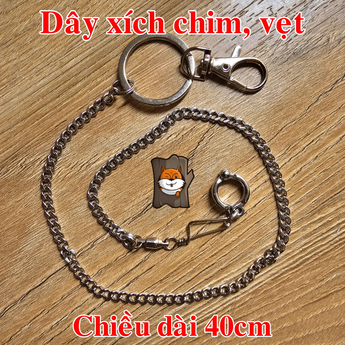Dây Xích Cho Chim Vẹt, Xích, Két,... Chất liệu inox dài 40cm có chống xoắn 2 đầu