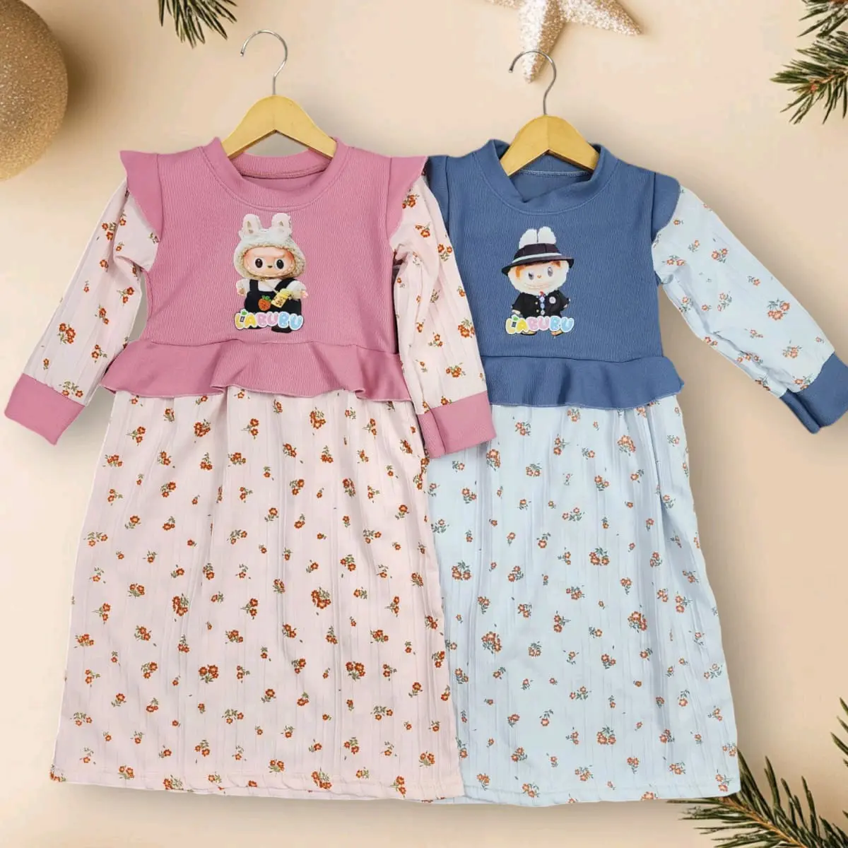 Gamis Labubu viral//Gamis lebaran 2025 Dress Motif