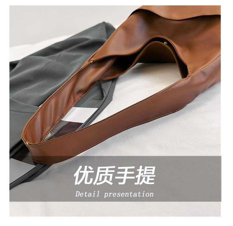 Product Introduction of Fashion Solid Color PU Large Capacity All-Match Tote Bag Shoulder Commuter Bag 3
