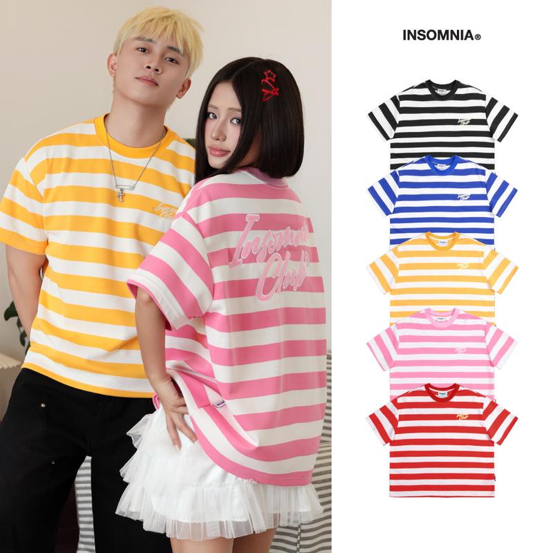 [NEW ARRIVAL] Áo Thun Sọc Thêu Đắp Chữ INSOMNIA Form Boxy Unisex - TS059