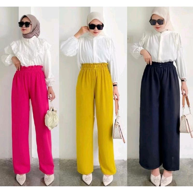 CELANA KULOT WANITA CRINKLE MODEL KANCING DUA MURAH JUMBO 0