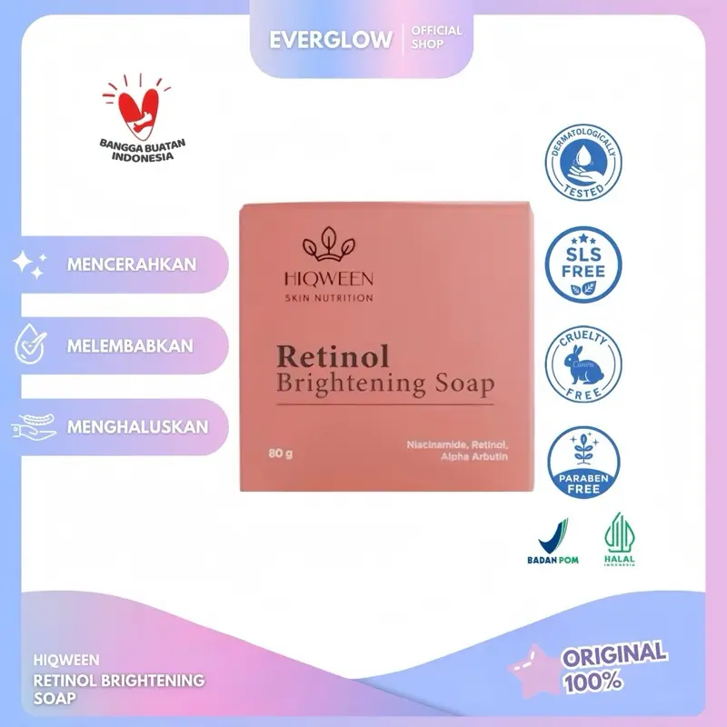 Hiqween Retinol Brightening Soap | Facial Wash Sabun Cuci Muka Pemutih dan Penghilang Flek Hitam