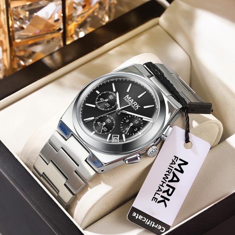hvan x MARK FAIRWHALE Đồng Hồ Nam MARK FAIRWHALE Thời Trang Và Công Sở Thạch Anh Đa Năng Chống Nước 30M Có Lịch Ánh Sáng Ban Đêm 5170 Đeo Tay Watch