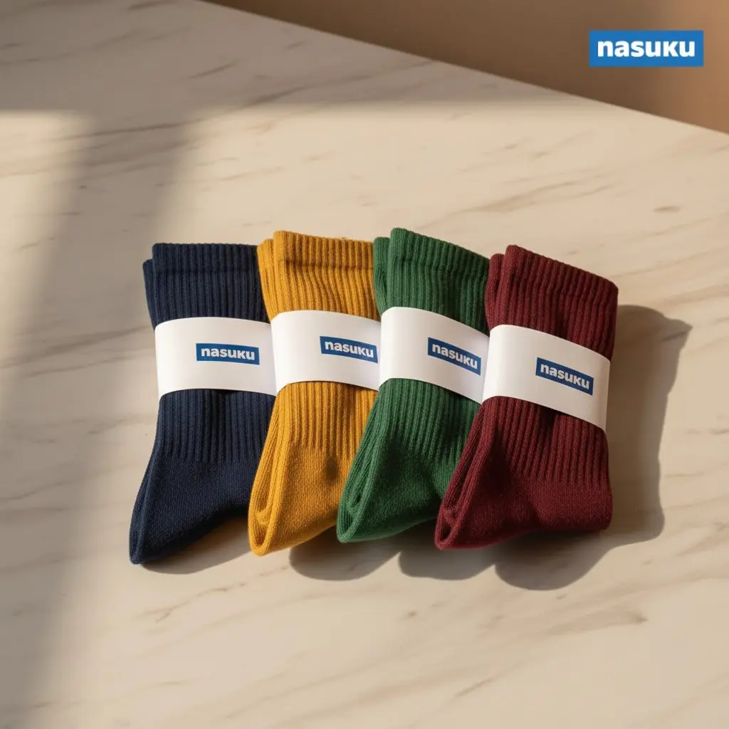 Nasuku - Paket Bundling 4 Pasang Kaos Kaki Katun Panjang Polos Pria Wanita Dewasa Tebal Nyaman Anti Bau untuk Keseharian Anda  Unisex