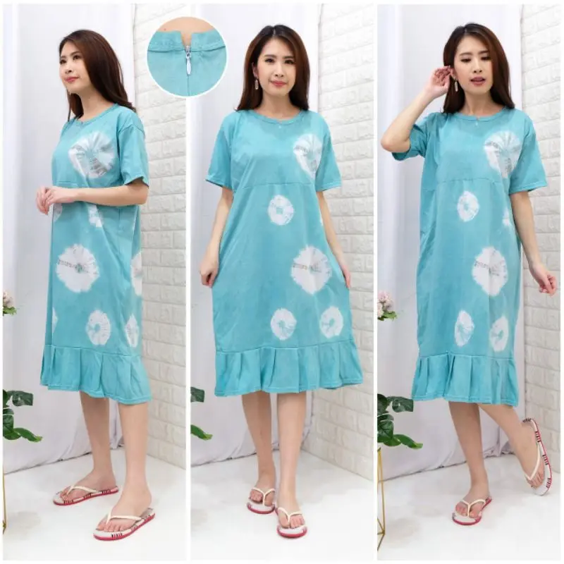 Daster Ruffle Busui Bahan Kaos Adem Warna Pastel 3