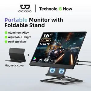 GOOJODOQ AC1086 True 2.5K 16” 100% sRGB HD Portable Gaming Monitor w/ Aluminium VESA Kickstand, 4k Compatible