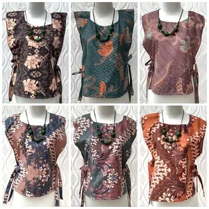 Vest Batik Wanita Modern Baju Rompi Tanpa Lengan Motif Kekinian Jumputan Songket Fashion Wanita Kondangan Outer Kerja Kantor