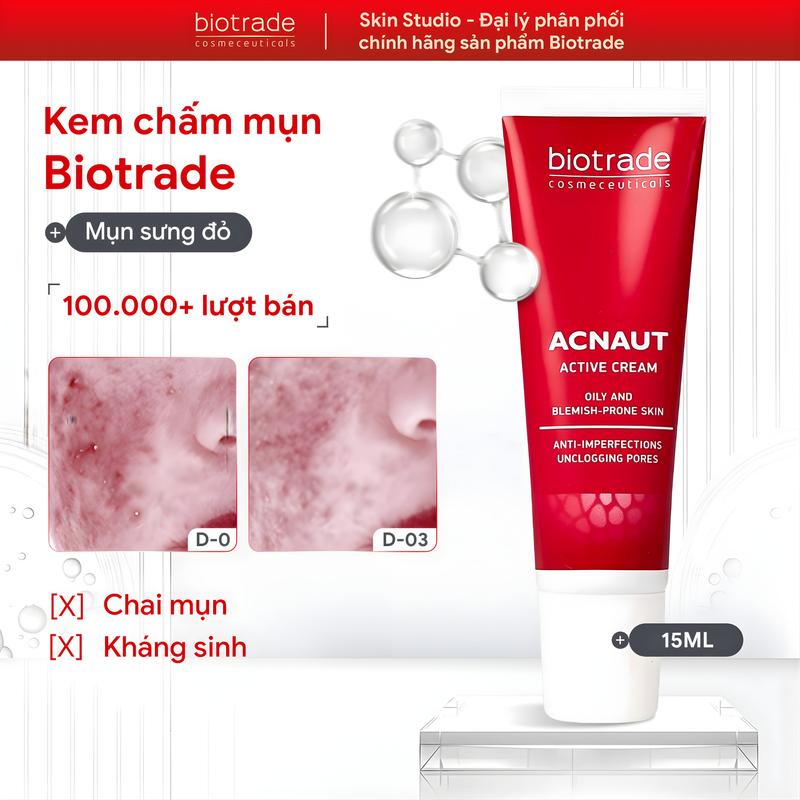 15ML-KEM CHẤM MỤN BIOTRADE ACNAUT CREAM 15ML SƯNG VIÊM - PHÂN PHỐI CHÍNH HÃNG