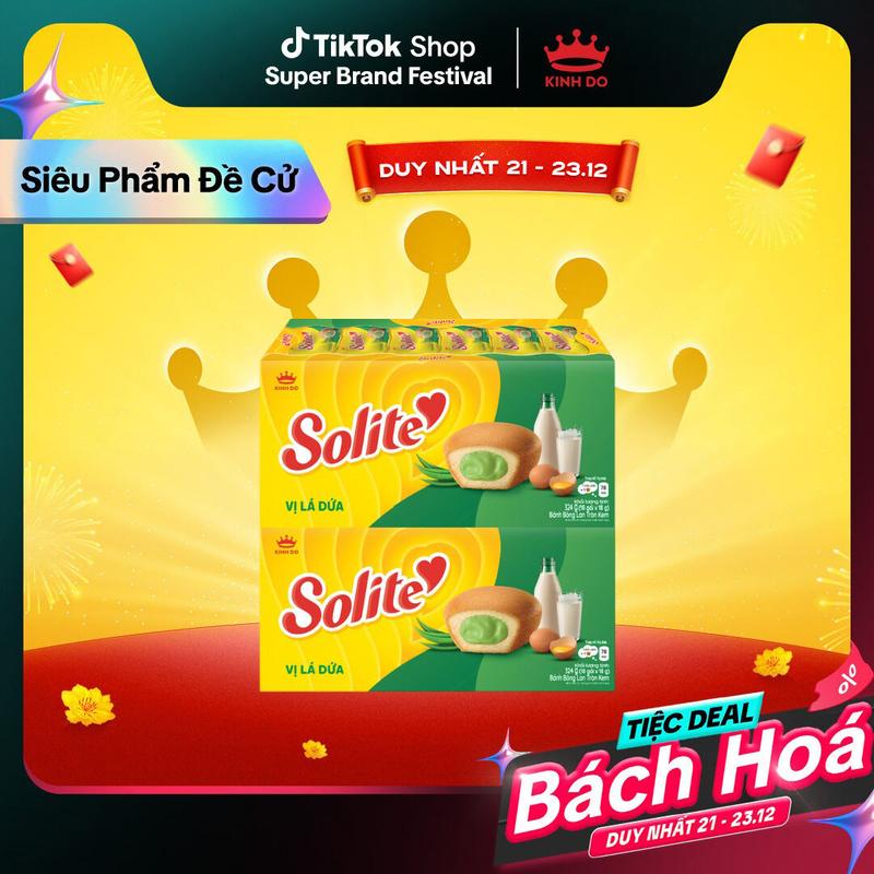 BAO BÌ GIAO NGẪU NHIÊN Hộp Bánh Bông Lan Tròn Kem Solite Combo 2 Hộp X 324G