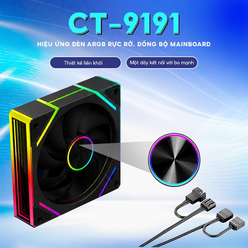 Quạt Tản Nhiệt ARGB Centaur CT-9191, 120mm PWM, Cắm HUB ARGB, Đồng Bộ Mainboard…