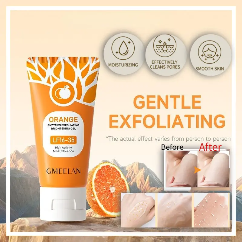 [Ready Stock]Orange Enzymes Exfoliating Whitening Gel 50g Exfoliation+Oil Control Multiple Parts (Face, Elbow, Knee, Ankle）Cleansing And Removing Makeup