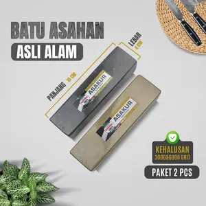 ASAKUR Batu Asahan Asli Alam Paket 2 Asahan - Pengasah Pisau & Benda Tajam - 15 X 4 X 3 CM - Garansi Tajam