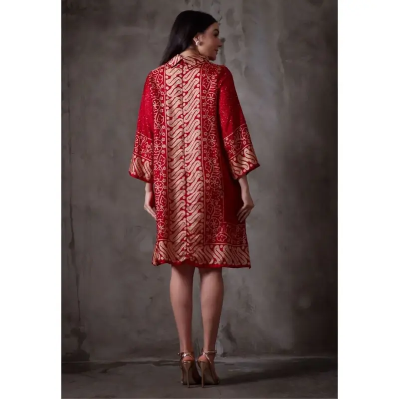 Rinjanie Batik - Tunik Bola Kerah Amanda Series - Tunik Batik Modern - Abstrak - Casual - Formal - Viscose - Dress Baju Kancing - Nyaman - Kondangan Panjang Tangan - Pesta - Fit Atasan 8