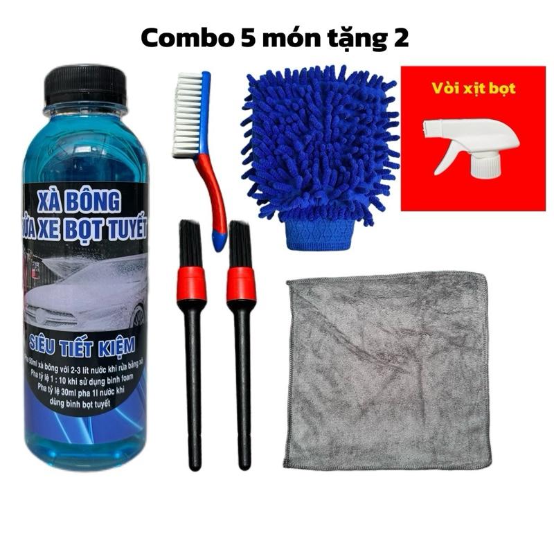  Combo rửa xe tại nhà xà bông bọt tuyết 500ml và phụ kiện rửa xe 