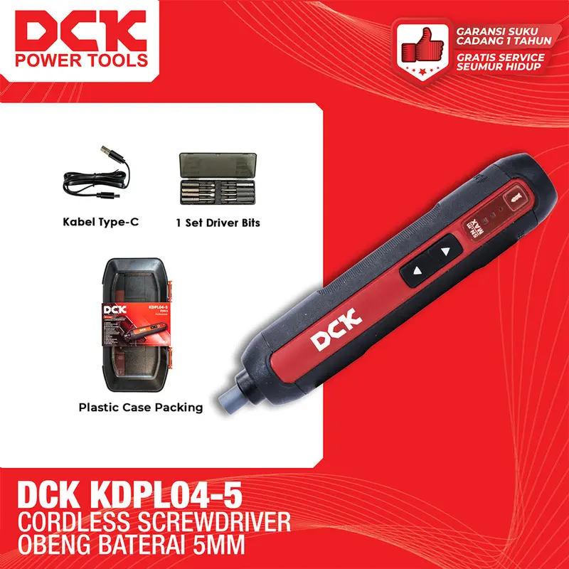 DCK Obeng Baterai / Cordless Screwdriver 5mm / Obeng Tangan Baterai KDPL04-5