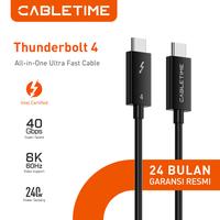 Gambar CABLETIME Kabel Thunderbolt 4 USB-C 4.0 8K 4K 100W PD Intel Certified - 1.8M dari Cabletime Indonesia Kota Administrasi Jakarta Barat 1 Tokopedia