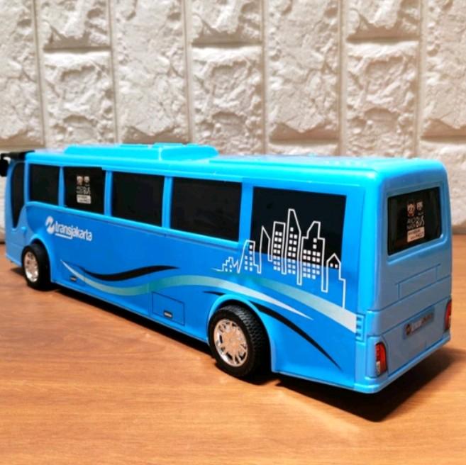Mainan Anak Mobil Bus way transjakarta Roda Plastik 4