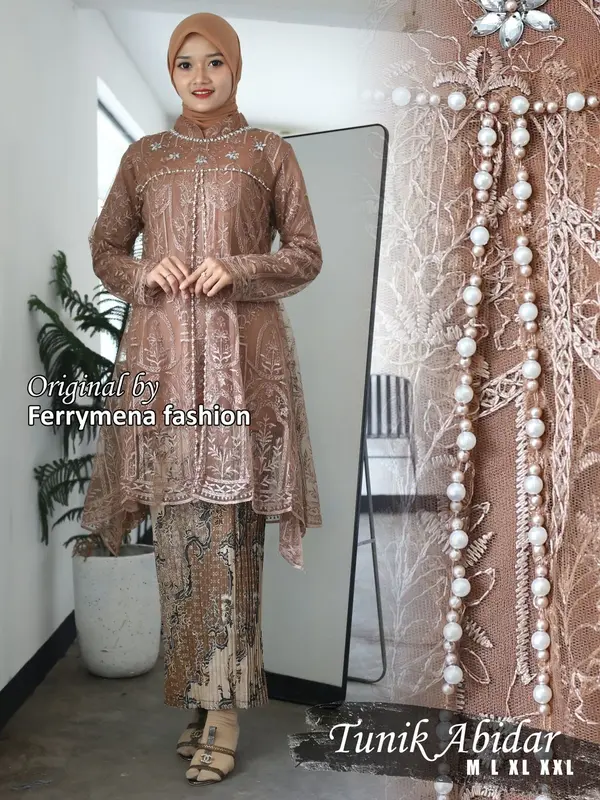 SET KEBAYA MODERN TUNIK ABIDAR PAYET BAJU SERAGAM PESTA ELEGAN KEBAYA KONDANGAN MEWAH KEKINIAN 1