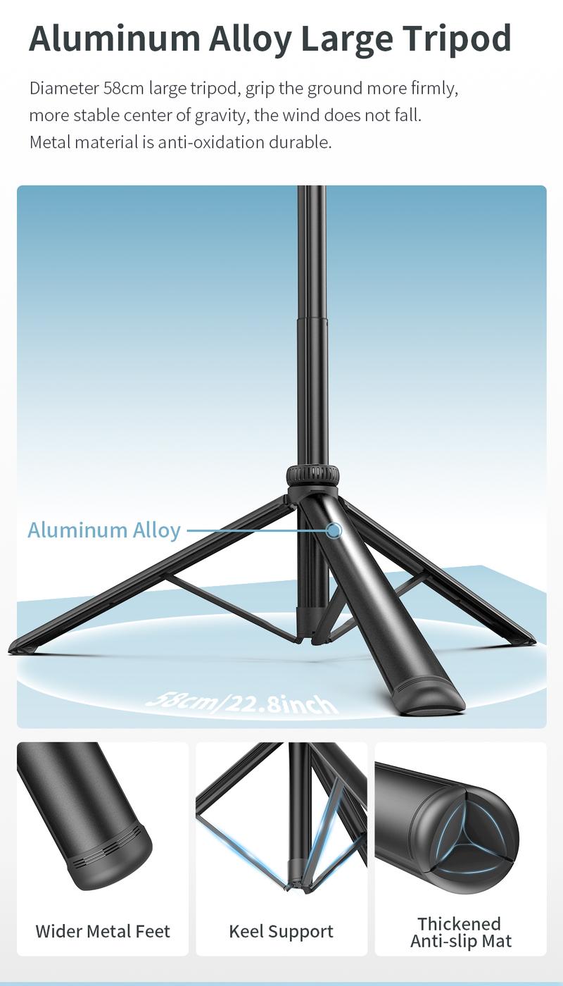 Product Introduction of 2055mm Selfie Stick Tripod with Wireless Remote Removable Fill Light Extendable Tripod with 1/4 Screw for Phone Camera Live Broadcast IOS Android 39