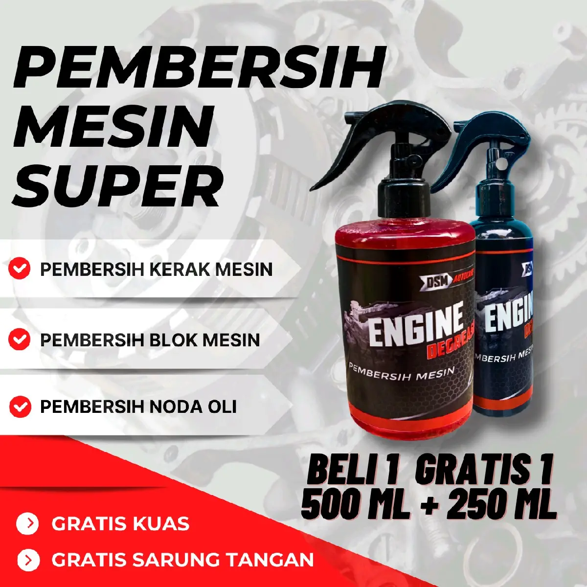 Cairan Pembersih Kerak Mesin Motor & Mobil Kendaraan / Engine Degreaser / Penghilang Kerak Kotoran Noda Oli Car