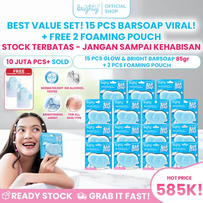 Gambar [READY STOCK] 15 Pcs Brighty Glow & Bright Bar Soap Sabun Mandi Pemutih badan sabun pencerah sabun whieting whitening soap dari brighty.id Kota Bekasi Tokopedia