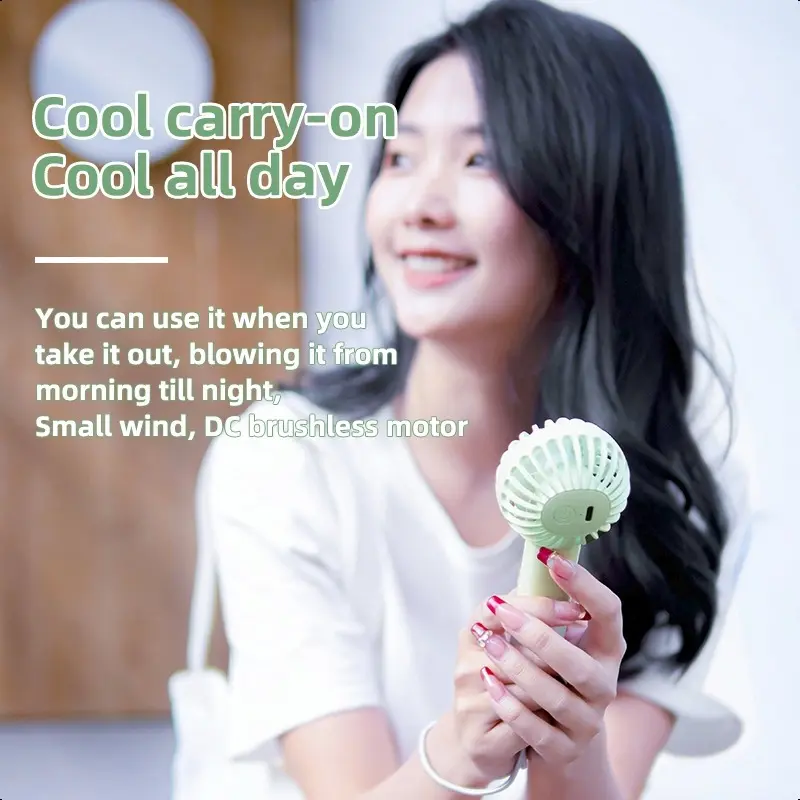 【produk promosi】Portable Handheld Fan 3 Gears Quiet Operation Long Battery Life with Type-C Charging Angin Kipas Hijau Merah Ungu 2