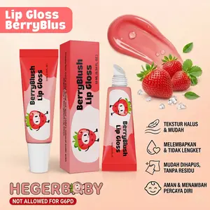Hegerbaby Berryblush Baby Lip Gloss - Warna alami Stroberi, Melembapkan & Non-sticky, Riasan Aman untuk Anak