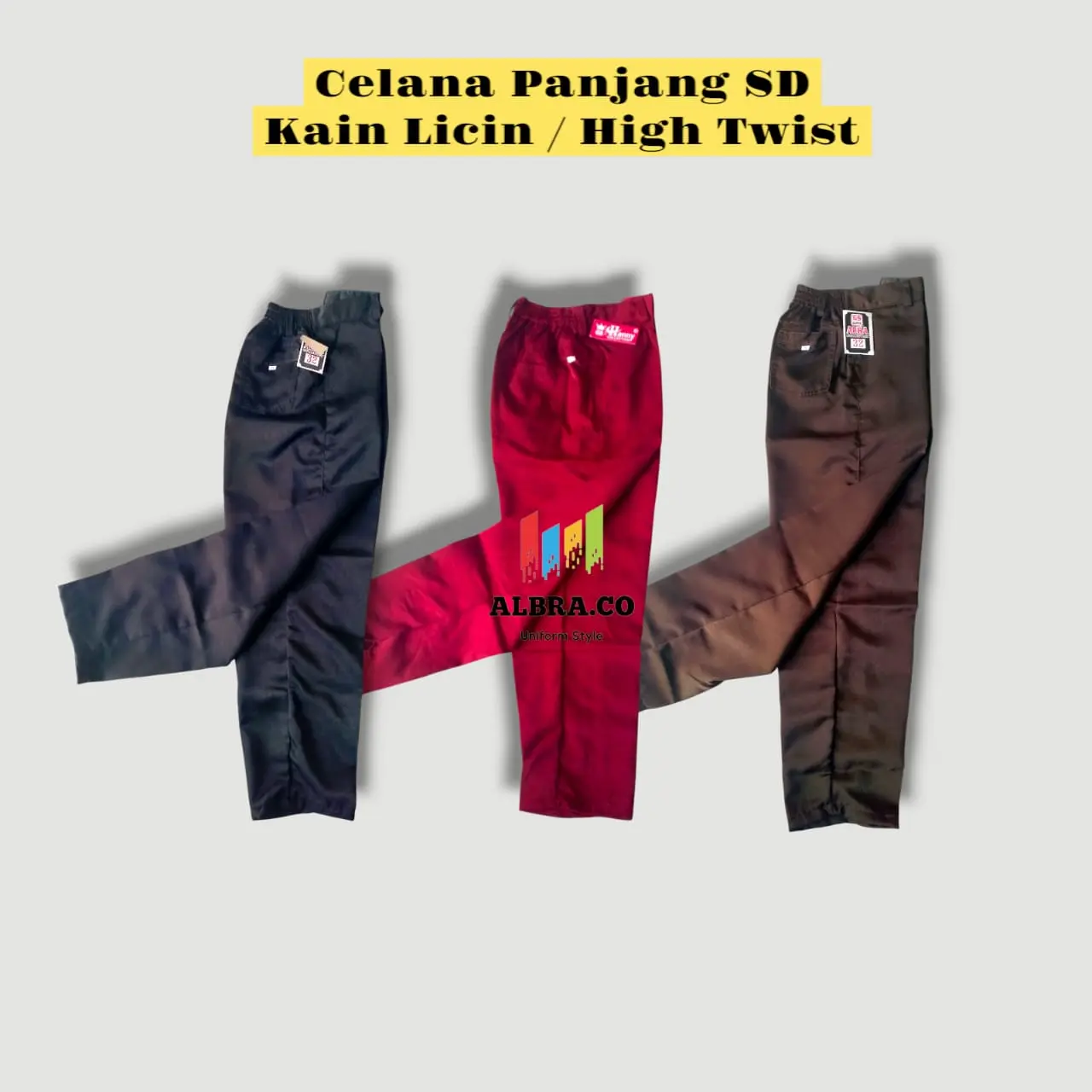 Celana Panjang SD Anak Laki-laki Seragam Sekolah Kain Licin / High Twist