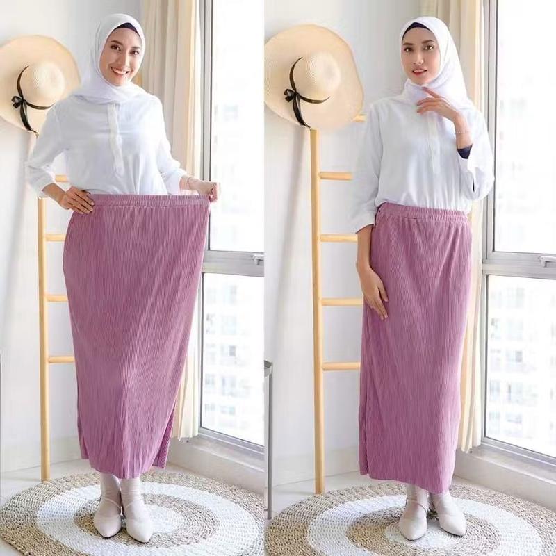 Rok Span / Rok Span Lidi / Rok Plisket Span Panjang / Bawahan Rok Fit to XXL / Rok Muslim Span / Bawahan Muslim 2