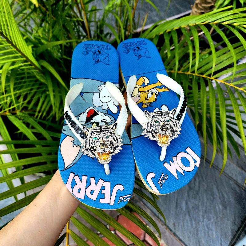 Dép Kẹp Nam Cao Su Cao Cấp Tom Jerrry+ Chame Nam Đế Xéo
