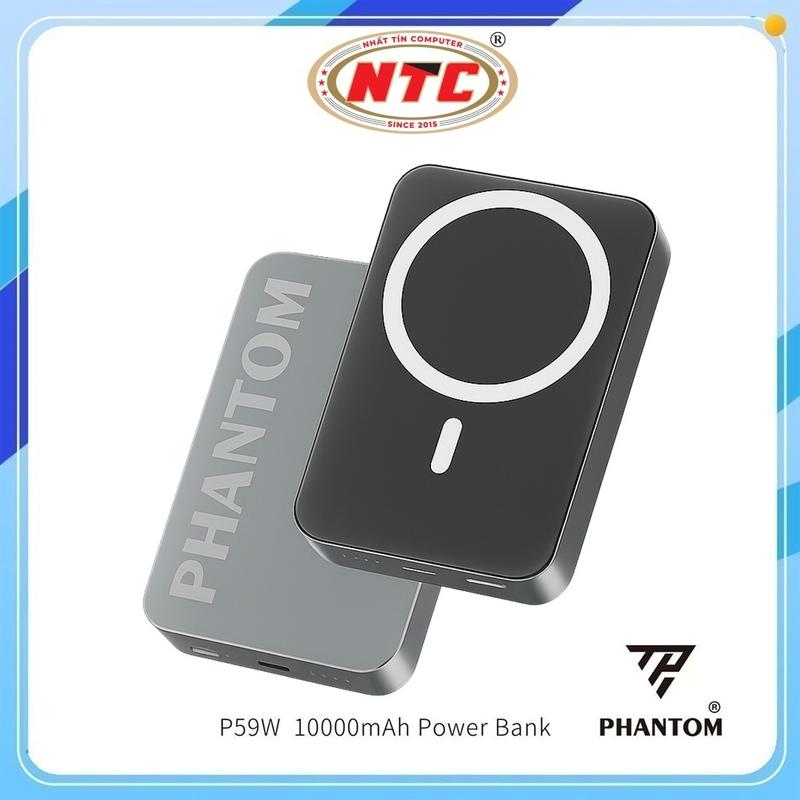 Pin dự phòng không dây từ tính 10000mAh TypeC PD 20W sạc từ 15W vỏ kim loại nguyên khối