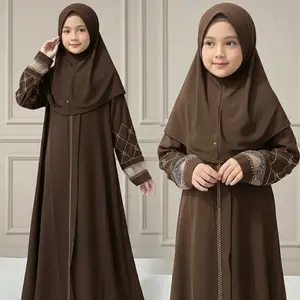 Haura kids Gamis Anak Tanggung Perempuan Usia 5-15 Tahun Bahan Marbela Anti UV Baju Lebaran Anak Muslim Warna Mahogany Best Seller 2025-2026