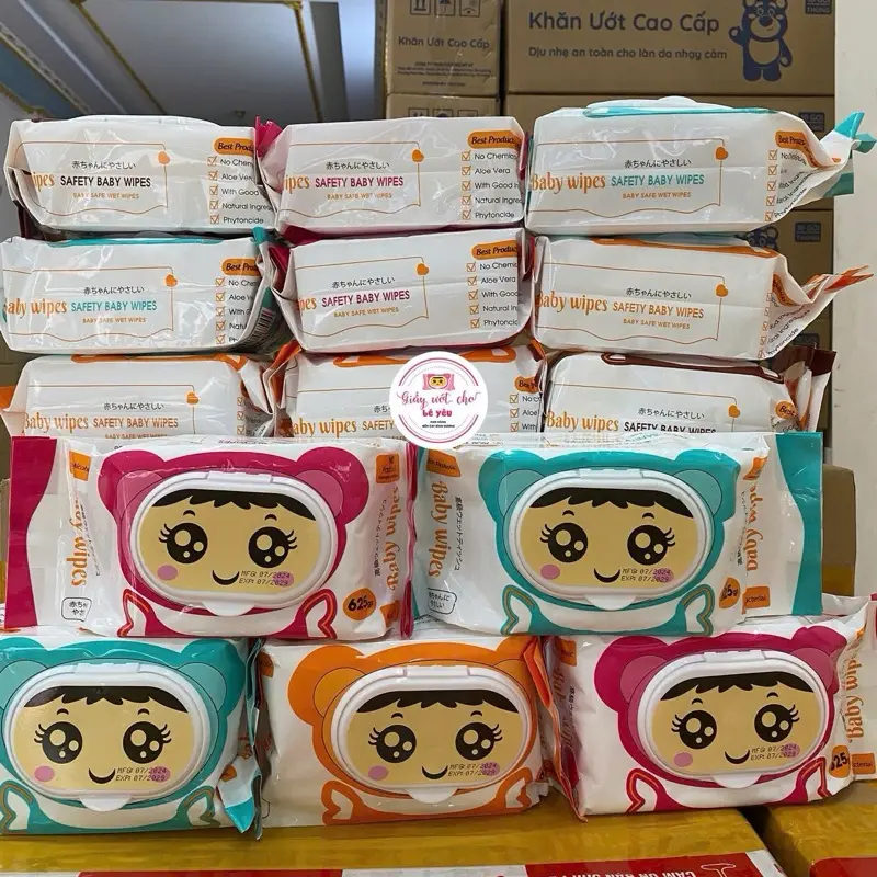 [Giá sỉ] BABYWIPE Combo 10 Bịch Khăn Giấy Ướt 625gram Khổ Giấy To 18x24cm Vải Bi Không Dệt Mềm Mịn An Toàn Cho Da Bé Hạn Sử Dụng 2028 7