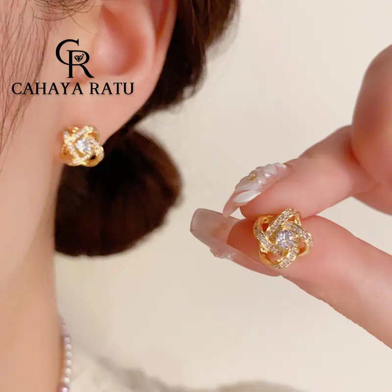 CR Hoa Tai Dành Cho Nữ Kiểu Hoa Có Thể Xoay Được Chất Liệu Thép Không Gỉ Không Xỉn Màu Thời Trang Đơn Giản Quà Tặng Cho Bạn Thân