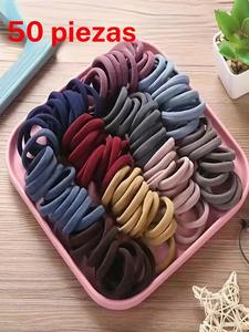 Ligas para el cabello de color aleatorio, simples y de alta elasticidad, accesorios para el cabello casuales y versátiles para mujeres, coletero minimalista para cabello grueso para uso diario