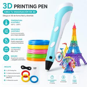 Bolígrafo de impresión 3D para niños, estilo original y novedoso, ideal para estudiantes, con función de impresión 3D mágica para TikTok, graffiti y pintura 3D.