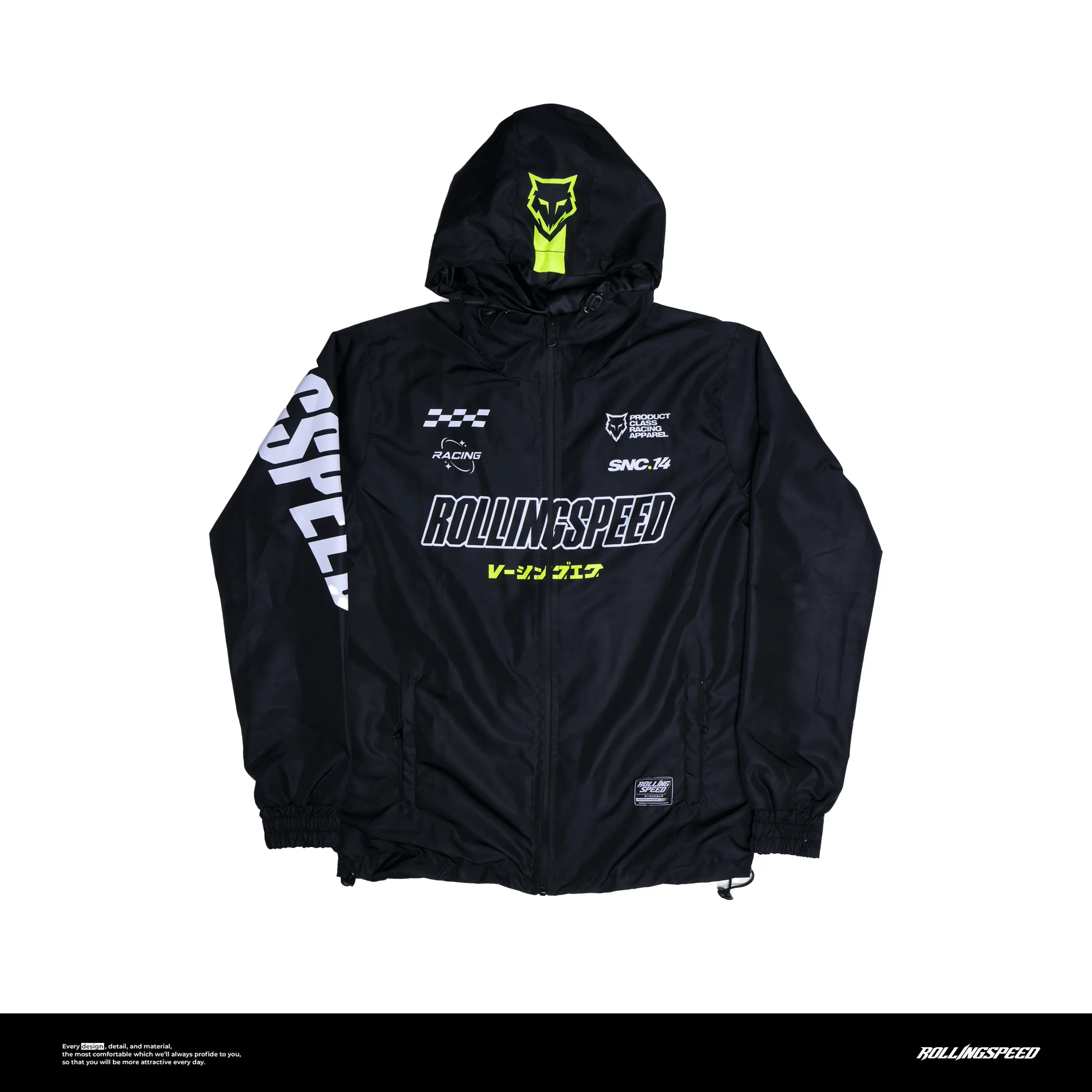 Rollingspeed Zelva Windbreaker Jacket HITAM- Jaket Motor Parasut HITAM Nyaman Semi Pria