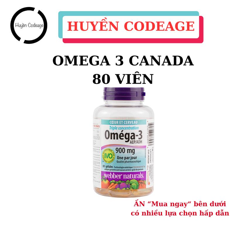 Viên Omega 3 Webber - Triple Strength Omega 3, dầu cá của Cannada, (Chọn 1 hộp 80 viên hoặc 120 viên), Hỗ Trợ Sức khỏe - Huyền Codeage
