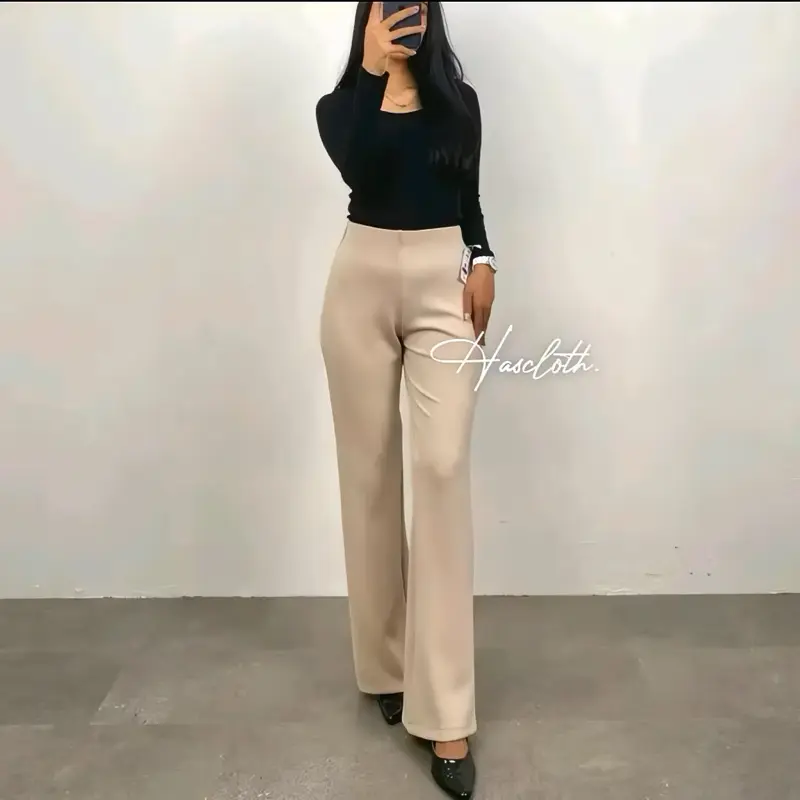 RAVEENA -  Flare Pants Higwaist Cutbray - Celana Panjang Wanita - Celana Wanita Terbaru -Celana Cutbray Wanita//Celana Wanita Kekinian//Celana Skuba//Celana Scuba 4