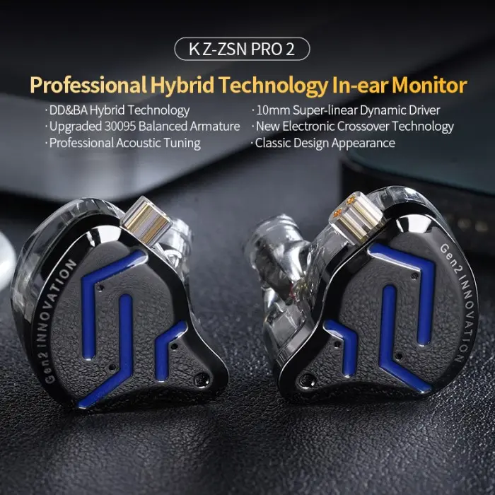 KZ ZSN Pro 2 in Ear Earphone Hybrid DD - BA with Mic 1
