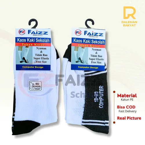 6 Pcs kaos Anak Kaos Pramuka TK SD SMP SMA hitam putih tebal PE - kaos Kaki faizz School Socks - kaos Tebal SD SMP SMA Hitam Putih Fashion sarung Sekolah Kaus Kaki Tebal 3