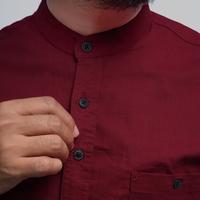 Gambar PAKAJI Kemeja Pria Kerah Sanghai Koko Lengan Pendek Polos Maroon 1043 - M dari PAKAJI OFFICIAL Kota Tangerang Selatan 2 Tokopedia