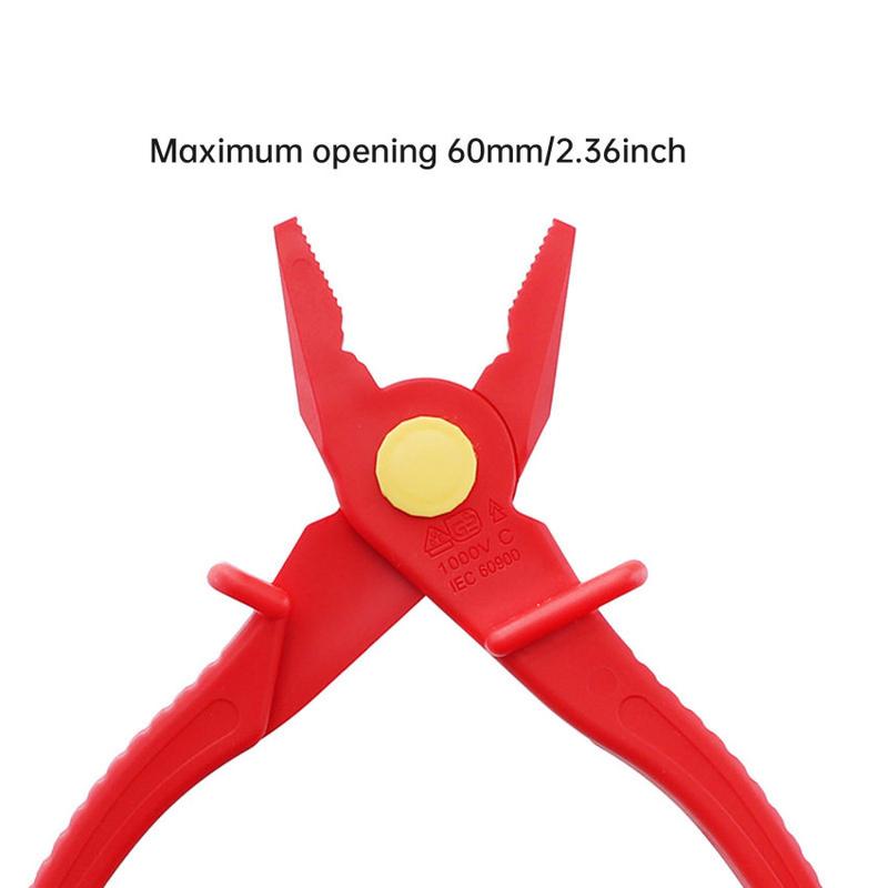 Product Introduction of 7.7 Inch VDE Insulated Plier Multi-Functional Flat Nose Plastic Plier Crimper 1000V High Voltage Electrician Plier 48