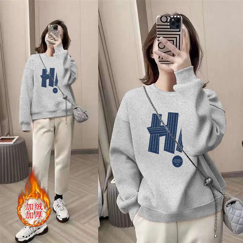 Product Introduction of Áo Cho Nữ, Áo Nỉ Cotton Nguyên Chất Mới Cho Mùa Thu Và Mùa Đông, Nhung Cáo Bạc Dày Dặn, Cổ Tròn Dáng Rộng In Họa Tiết Cao Cấp, Áo Giảm Béo Cho Nữ 17