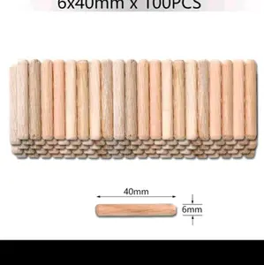 DOWEL KAYU ULIR 6X40MM ISI 100PCS Kerajinan
