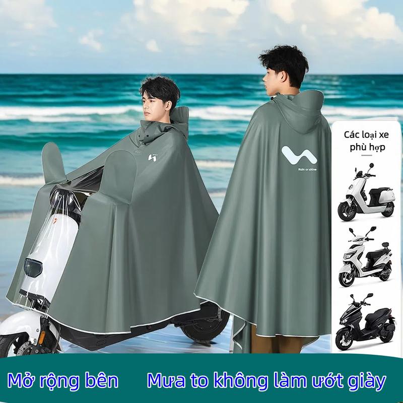 Áo mưa đi xe máy trùm toàn thân người lớn gấp gọn 1 người pvc người lớn cao cấp